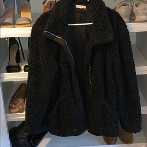 Pacsun LA Hearts black fur coat